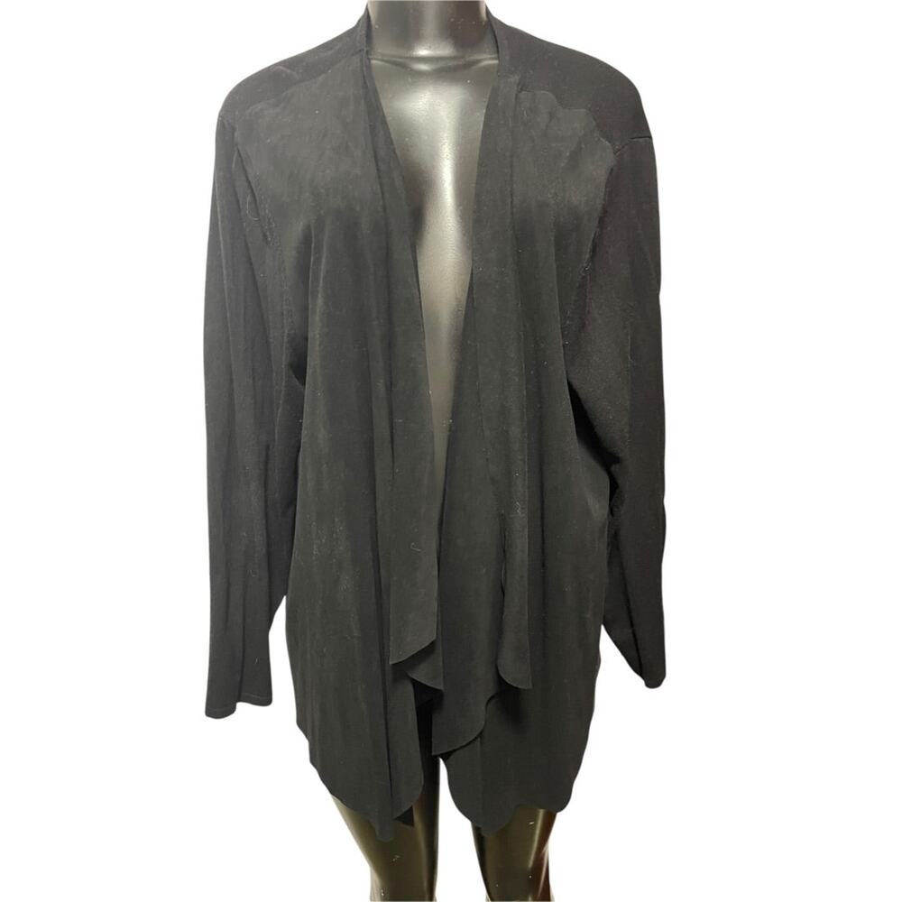 3X INC International Concepts Womens Open Cardigan Black